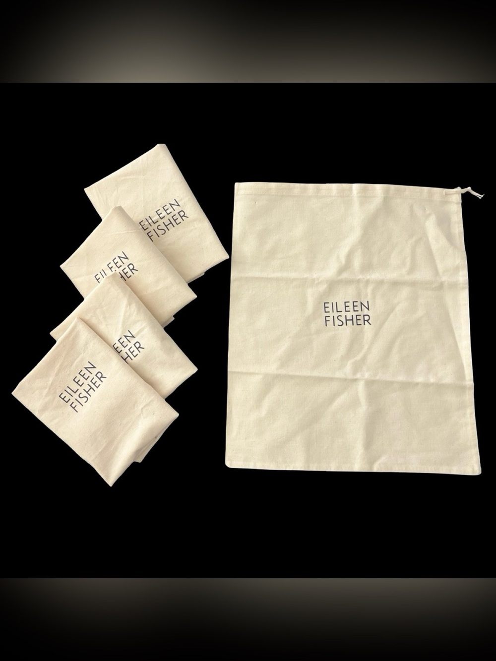 Eileen Fisher Organic Cotton Dust Bag Lot of 5 Drawstring Storage Bags 14x11.5